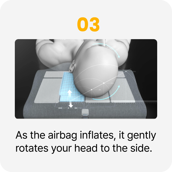 As the airbag inflates, it gently rotates your head to the side.